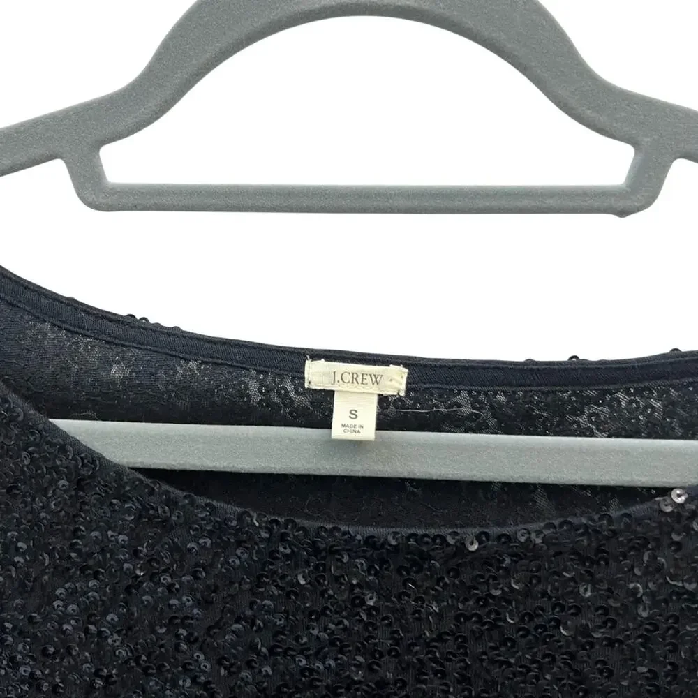 J. Crew Black Sequin Top Size Small